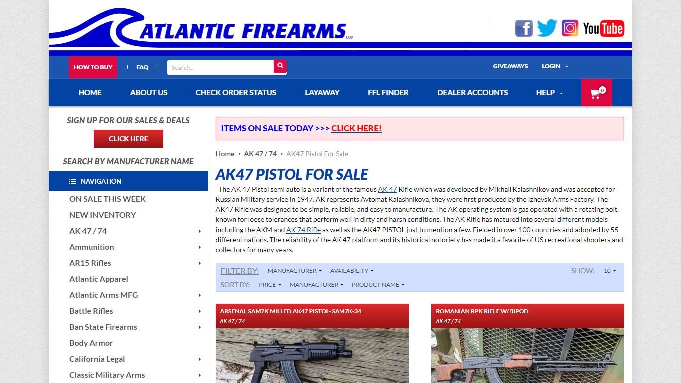 AK47 Pistol For Sale - AtlanticFirearms.com