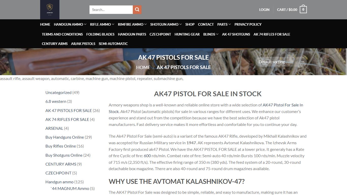 AK47 PISTOL FOR SALE IN STOCK - Armory Weapons